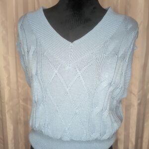 Light Blue V-Neck Women's Sweater